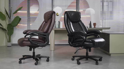Ergonomische Bureaustoel – Comfortabele Stoel – Bureaustoel Voor Grote Personen – Verstelbare Lendensteun – Extra Brede Zitting – Draagvermogen 226 Kg - Bruin