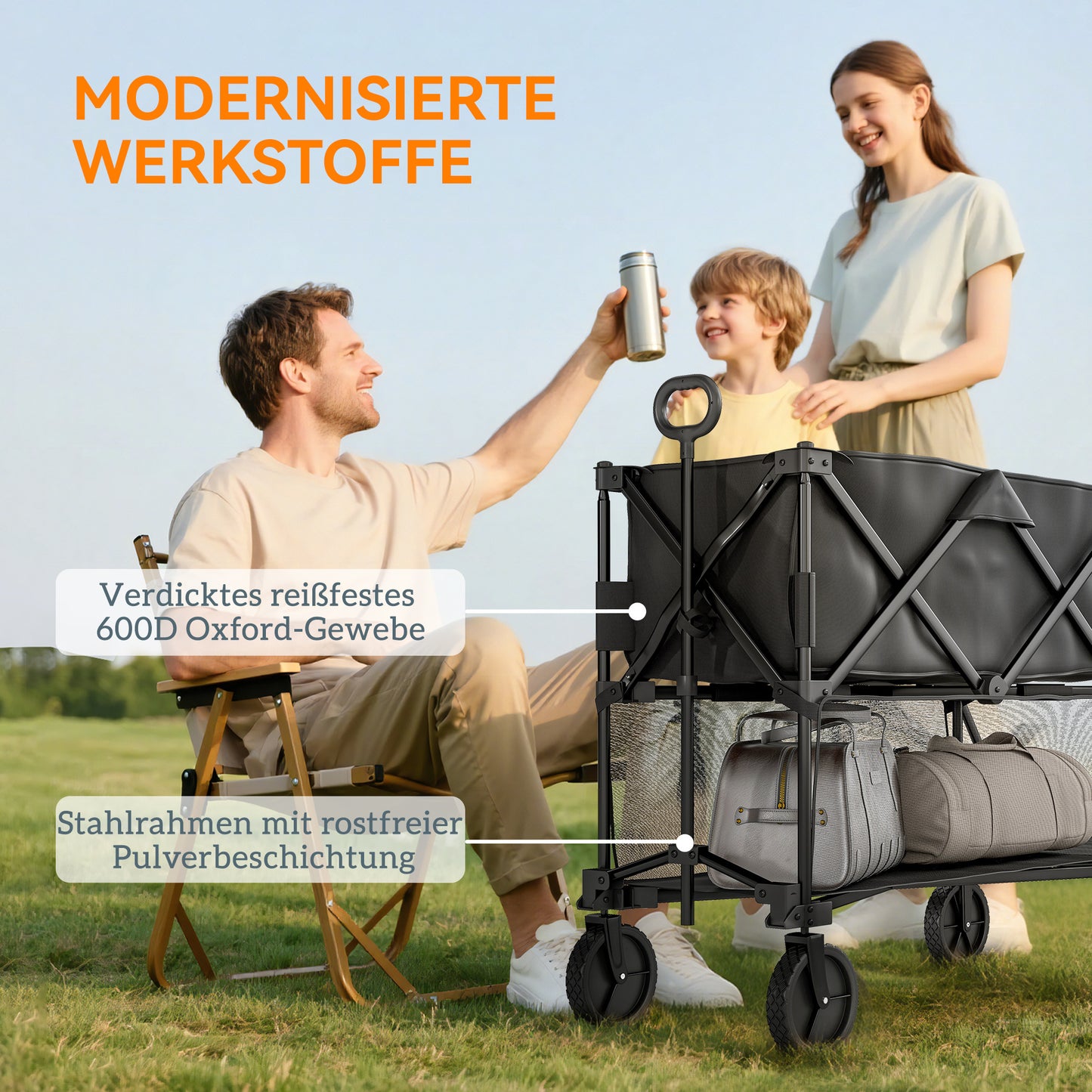 Dubbeldek Transportkar – Trolley – Vervoerswagen – Opvouwbare Kar – Tuinkar – 200 kg Laadvermogen – Waterbestendig 600D Oxford Stof