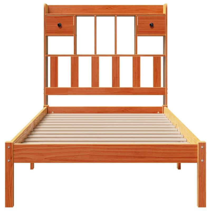 Modern Bookcase Bed with Built-in Shelves - Space-Saving Design, Hardwood Construction, Easy Assembly - for Small Apartments, Dorms, Studios - Marrone Cera (Brown-) - Mattress Not Included - Model 100x200cm (39x79"), Dorm Roo