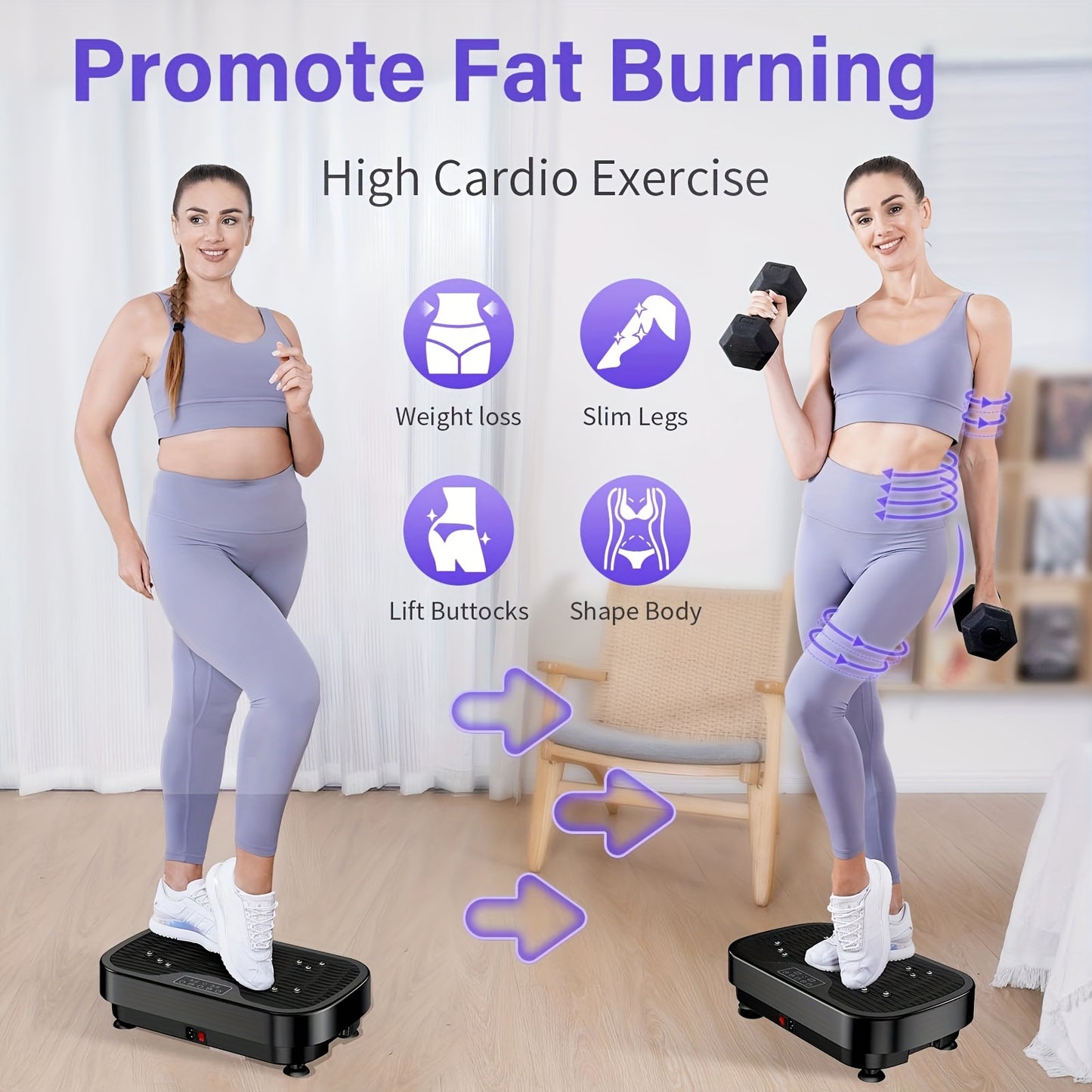Trilmachine – Vibratieplaat – Fitnessplaat – Trillingsapparaat – Vibroplaat – 9 Automatische Programma’s – Max. Draagvermogen 150 kg – Stil Motor – Inclusief Afstandsbediening & Trainingsband