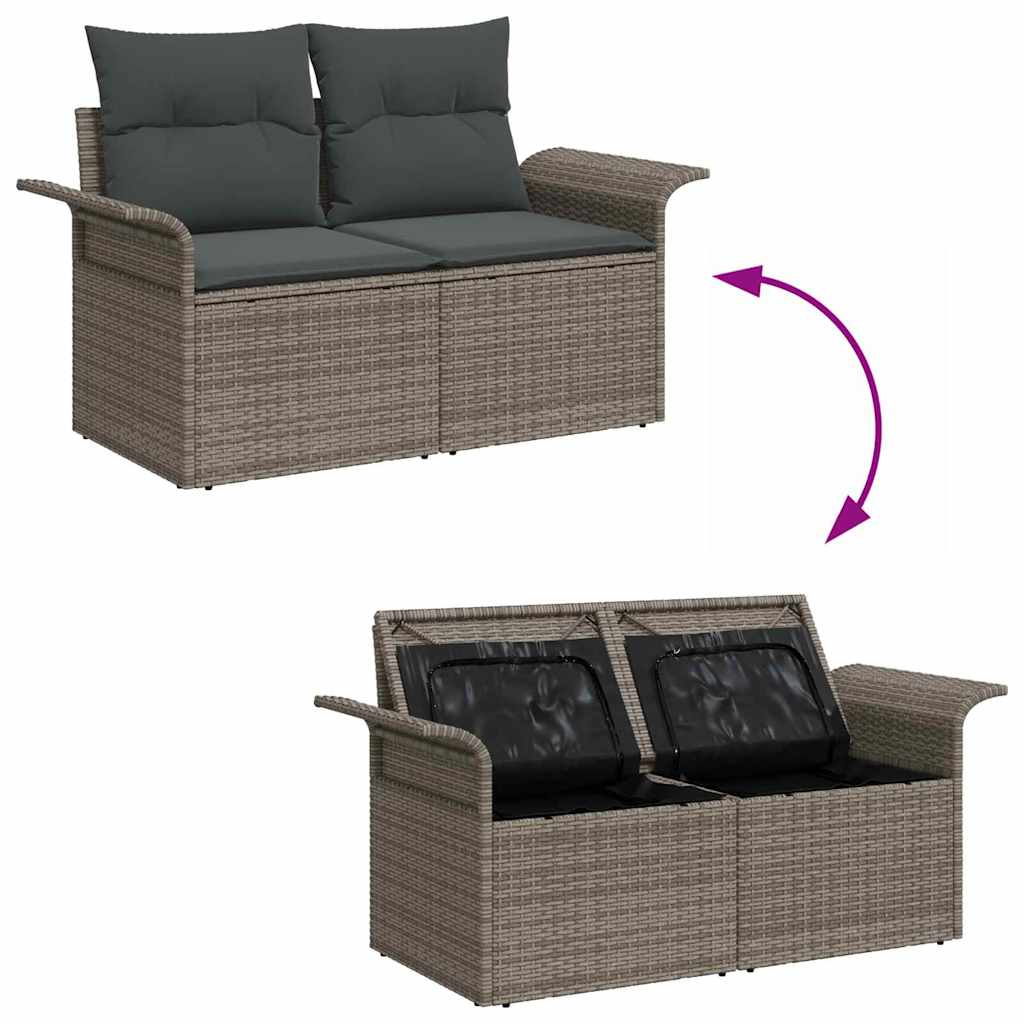 Tuinset – Loungeset – Tuinbank – Terrasbank – Modulaire Loungeset – Lichtgrijs – Handgeweven Poly Rattan – Instelbare Indeling