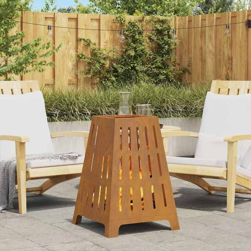 Buitenhaard – Tuinhaard – Vuurkorf – Terrashaard – Houtkachel – Bruin Metaal – 50x50x70 cm – Duurzaam & Weerbestendig