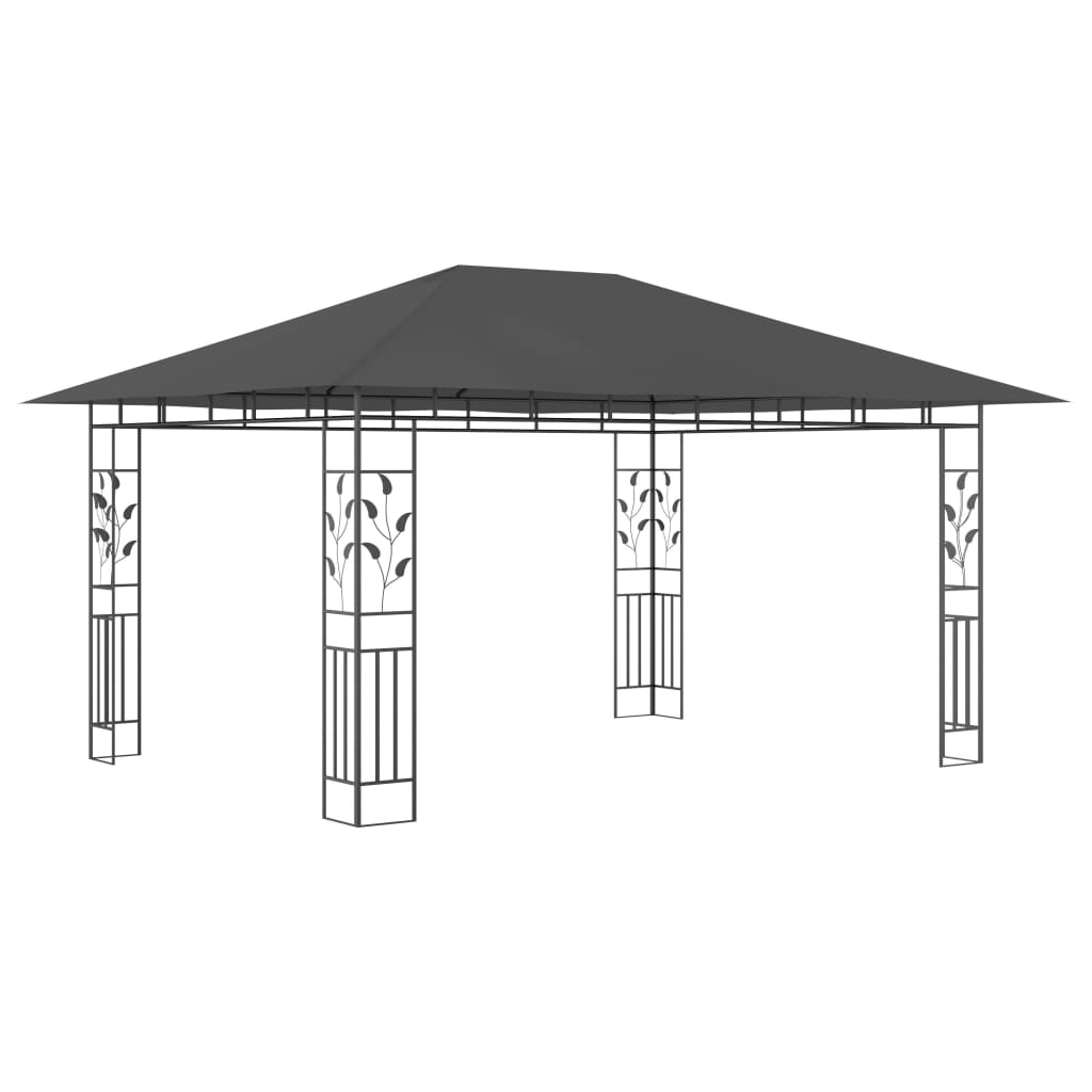 Tuinpaviljoen – Tuinoverkapping – Pergola – Prieel – Tuinhoek – Met Lichtslingers – Stevige Stalen Constructie – Afmeting 4x3x2,73m Anthraciet