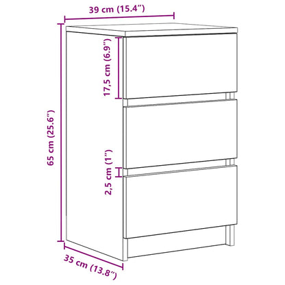 Nachtkastje – Bedkastje – Slaapkamerkastje – Nachtmeubel – Opbergkastje – Set Van 3 Zwarte Nachtkastjes – Compact 39x35x65 cm – 3 Lades Met Hoog Draagvermogen