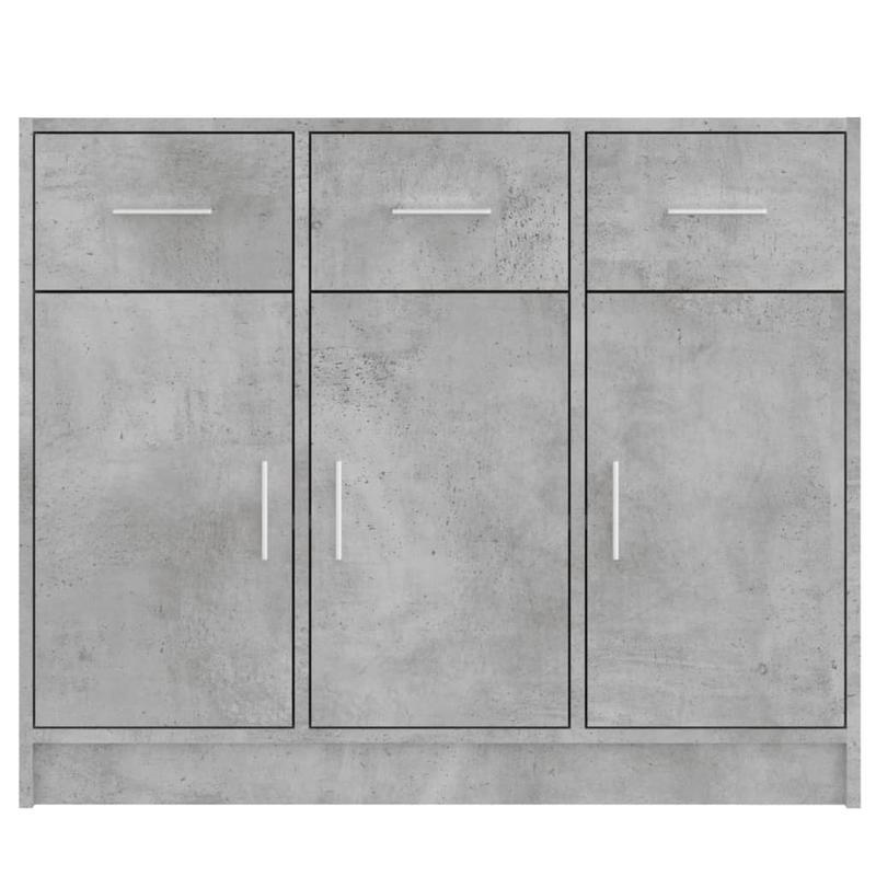 Dressoir – Buffetkast – Opbergkast – Kast – Ladekast – Betonlook Grijs – 3 Deuren Met Slot – 91x28x75 cm Vloermontage