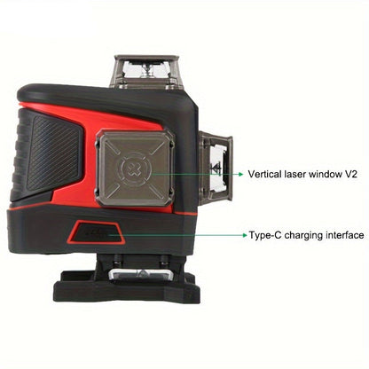 Laserwaterpas – Laserwaterpas 16 Lijnen – Lijnlaser – Nivelleerinstrument – Waterpas Laser – 16 Lijnen Voor Precisie – 360° Draaibare Basis – Oplaadbare Lithium Accu