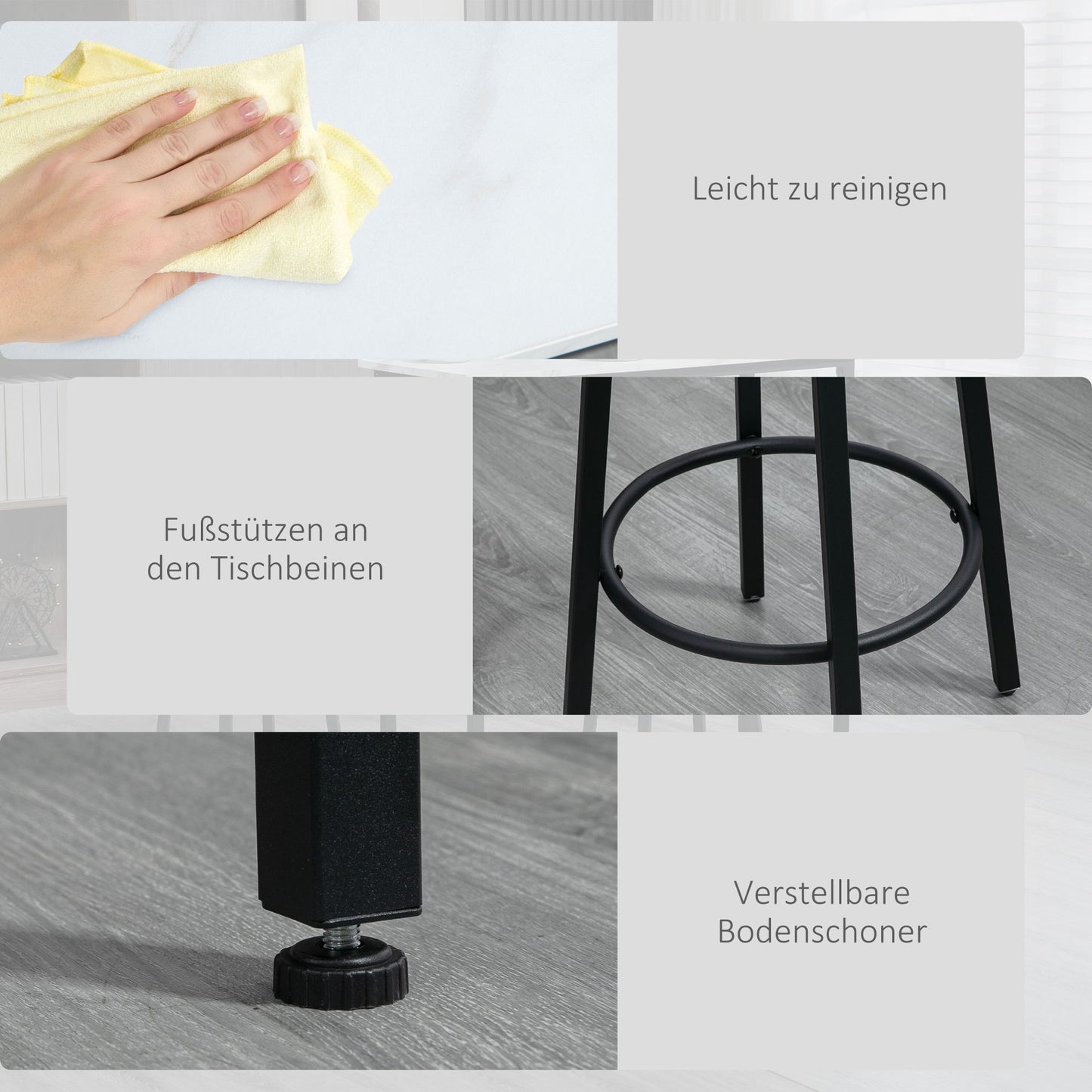 Barset – Barkrukset – Bartoestel – Bartafel – Barmeubel – Wit Marmerlook Tafelblad – Stevig Stalen Frame