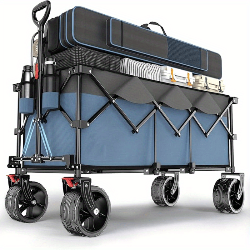 Steekwagen – Handkar – Transportkar – Transportwagen – Opvouwbare kar – Draagvermogen 200 kg – Extra brede rubberen banden 17 x 10 cm – Blauw-grijs