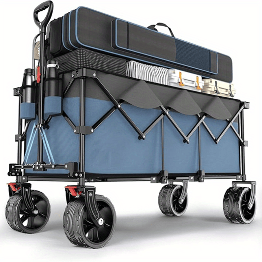 Steekwagen – Handkar – Transportkar – Transportwagen – Opvouwbare kar – Draagvermogen 200 kg – Extra brede rubberen banden 17 x 10 cm – Blauw-grijs