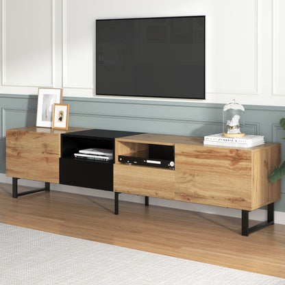 TV-meubel – TV-kast – Tv-meubel – Mediameubel – Modern – Zwart-Houtlook – Ruime Opbergruimte – Stevige MDF Constructie
