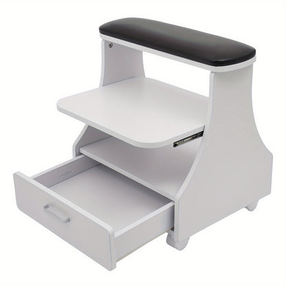 Nageltafel – Manicuretafel – Pedicuretafel – Nagelsalontafel – Werkbank – 3 Opbergniveaus – Brede Voetbadplatform – Vergrendelbare Zwenkwieltjes – Zwart