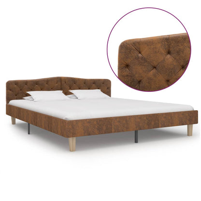 Bedframe – Bedframes – Bedbodem – Slaapbank – Bed – MDF & Gepoedercoat Staal – 180x200 cm Bruin