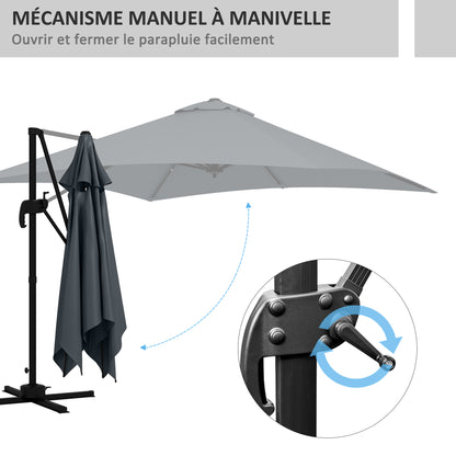 Parasol Vierkant – Zonwering – Tuinparasol – Terrasparasol – Luifel – Kantelbaar – 360° Draaibaar – Aluminium Frame – 3x3 Meter – Donkergrijs