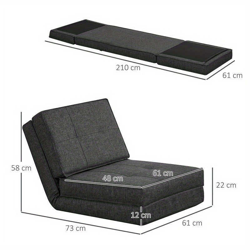 Relaxfauteuil – Verstelbare Fauteuil – Relaxstoel – Lounge Stoel – Slaapstoel – Donkergrijs – Stevig Hardhouten Metalen Frame – Zacht Foamkussen