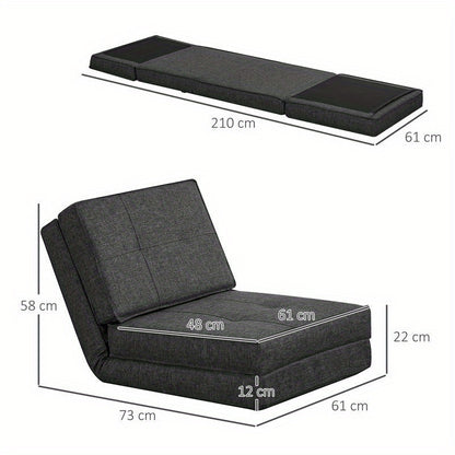 Relaxfauteuil – Verstelbare Fauteuil – Relaxstoel – Lounge Stoel – Slaapstoel – Donkergrijs – Stevig Hardhouten Metalen Frame – Zacht Foamkussen