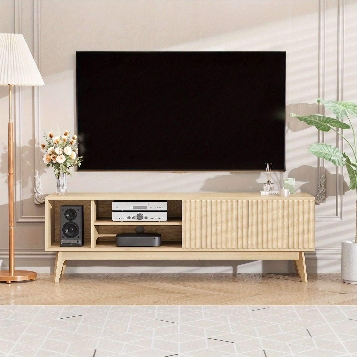 Tv Meubel – Tv Kast – Tv Dressoir – Media Meubel – Entertainment Center – Industrieel Design – Eikenhout – Geschikt Voor Televisies Tot 152,4 Cm