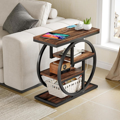 Nachtkastje – Bijzettafel – Ladekastje – Wandkast – Opbergkast – Smal Ontwerp – MDF & Metalen Frame – 4 Lades – Verstelbare Voeten