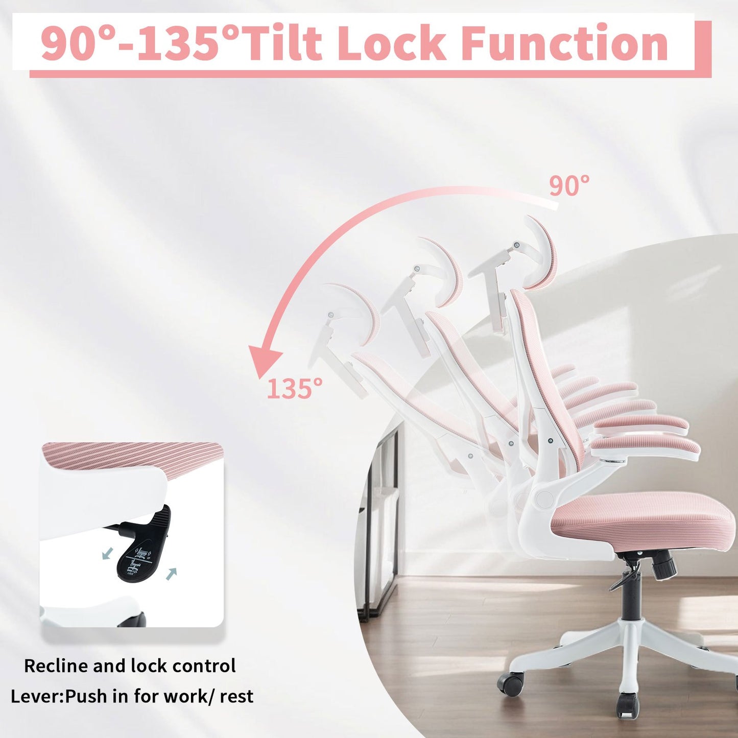 Ergonomic Office Chair, Desk Chair with Adjustable Headrest, Armrests, Lumbar Support, Swivel Chair, Rocker Function, Mesh Executive Chair, Back-Friendly, Office Chair 150 kg