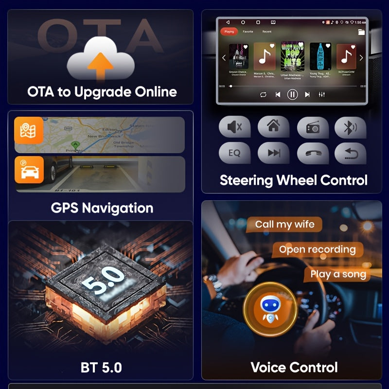 Multimedia Speler – Autoradio – Navigatiesysteem – Infotainmentsysteem – 2-DIN Unit – Draadloze CarPlay & Android Auto – 10-Inch IPS Scherm – 4GB RAM 64GB Opslag