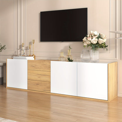 TV-meubel – TV-kast – Mediameubel – Entertainmentmeubel – Lowboard – Wit en Houtkleur – Wandmontage en Vrijstaand – Onderhoudsvriendelijk materiaal