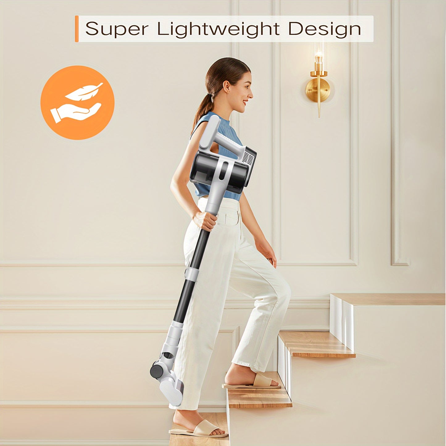 Steelstofzuiger – Draadloze Stofzuiger – Handstofzuiger – Steelstofzuiger Zonder Snoer – Cordless Vacuum Cleaner – Lichtgewicht Design – Krachtige Zuigkracht 30 kPa