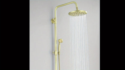 Antique Brass Bathroom Shower Mixer Taps Dual Outlet Head Round Bathroom Set, 2Jet Types Multi-Function Handheld Shower With Adjustable Height Overhead Rainfall Shower And 360° Rotating Tap For Bathroom, Multifunctional Hand