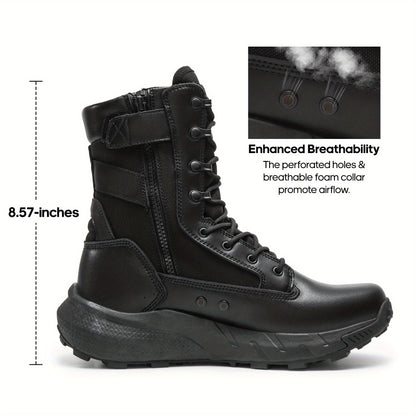Tactical Boots – Wandelschoenen – Outdoor Schoenen – Werklaarzen – Hiking Boots – Lichtgewicht & Ademend – Anti-Slip Zool – Zijritssluiting – Beige – 20,3 cm