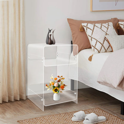 Bijzettafel – Nachtkastje – Salontafel – Sidetable – Banktafel – Transparant Acryl – Stevig A-Frame Design – 30 KG Draagvermogen – Ruimtebesparend Compact