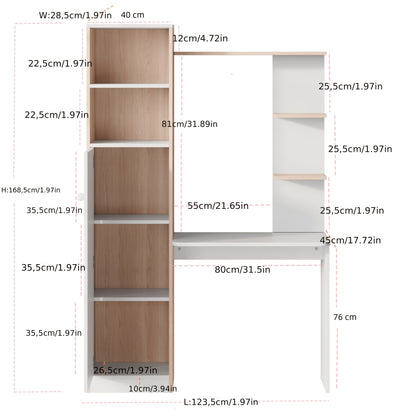 Bureau – Werkplek – Bureautafel – Computerbureau – Kantoormeubel – Metalen Sta Bureau – Met Opbergruimte en Boekenkast – Duurzaam en Ruimtebesparend – Modern Design Zonder Hout