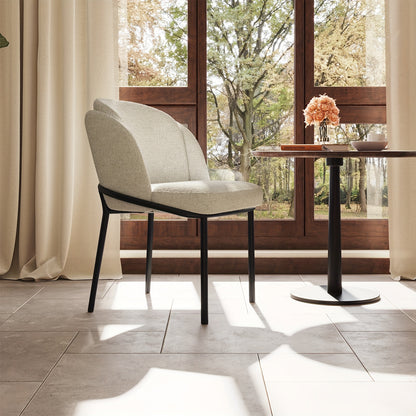 Eetkamerstoelen – Stoelen – Dining Chairs – Zwarte Poten Stoelen – Witte Stoelen – Ergonomisch Design – Comfortabele Zachte Bekleding – Set Van 6 – Duurzaam Metalen Frame – Geschikt Voor Harde Vloeren