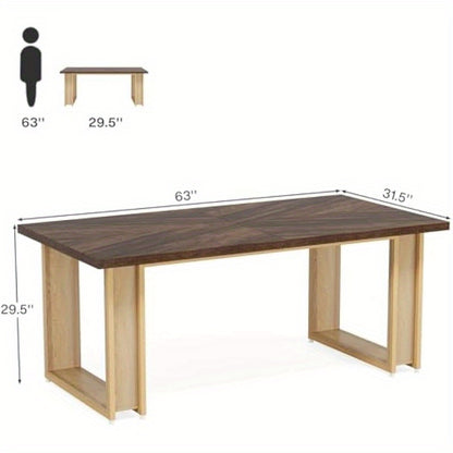 Eettafel – Keukentafel – Dinertafel – Tafel Voor 4 Personen – Houten Tafel – 60 cm Breed – Stevig Metalen Sled Onderstel – Rustic Brown