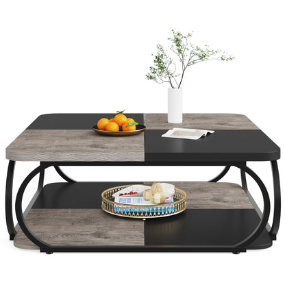 Salontafel – Koffietafel – Bijzettafel – Woonkamertafel – Tafel – Vierkant 100x100x50 cm – Hoogwaardig Composiet Hout – Modern Design Met Dubbele Laag