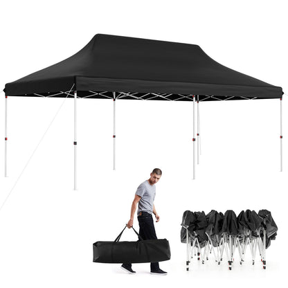 Vouwpaviljoen – Partytent – Tuinkamer – Evenemententent – Tentenhal – 3x6m – Waterbestendig en UV Bescherming 50+ – Hoogte Verstelbaar – Zwart