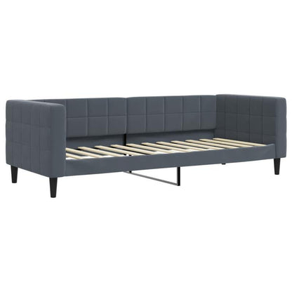Slaapbank – Bedbank – Logeerbed – Slaapstoel – Kinderbank – Velvet Donkergrijs – Matras 80x200 cm – Verwijderbare Bekleding