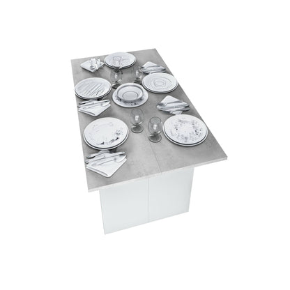 Arila Extendable Table, Book-Style Opening with Extendable Top, Foldable Side Console Table, 120x35x77 cm, White and Cement