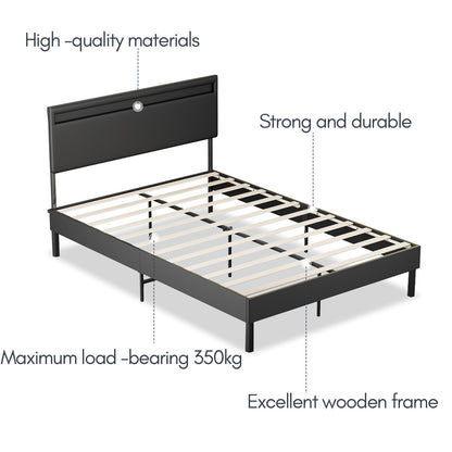 Bed Frame Robust Bed Frame 120*200CM/140*200CM Slatted Frame Maximum Load Capacity 350 Kg for Imitation Leather