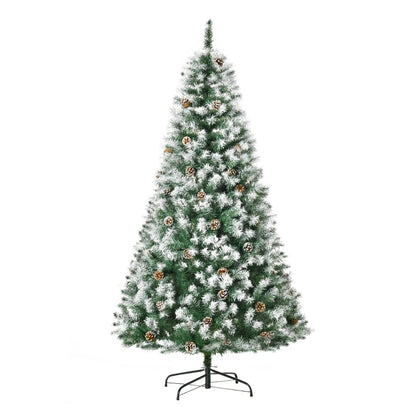 Kunstkerstboom – Kerstboom Kunststof – Xmas Boom – Nepboom – Flocked Boom – 180 cm Groot – 800 Tips Met Sneeuwbedekte Dennenappels