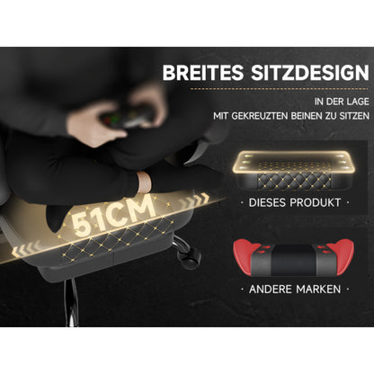 Gamingstoel – Bureaustoel – Gamestoel – Computerstoel – Werkstoel – Echt Leren Bekleding – Verstelbare Rugleuning & Voetensteun – Max. 150 kg Draagkracht