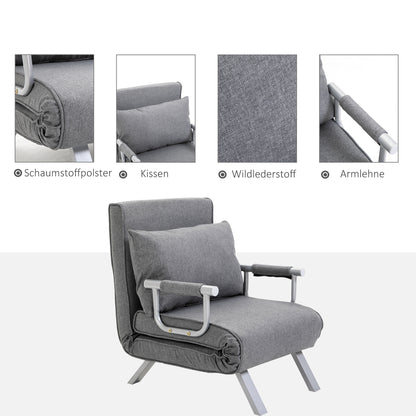 Relaxation Chair Recliner, Reclining Function, Guest Bed, 65 cm x 69 cm x 80 cm, Gray