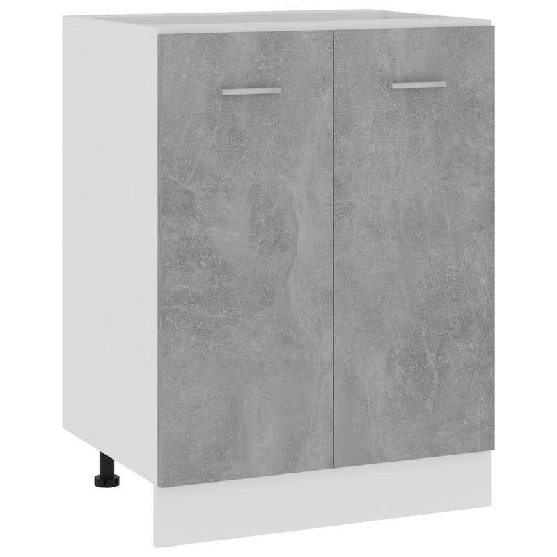 Onderkast – Opbergkast – Kastje – Ladekast – Dressoir – Betongrijs – Hardhout – 60x46x81,5 cm – Industrieel Design