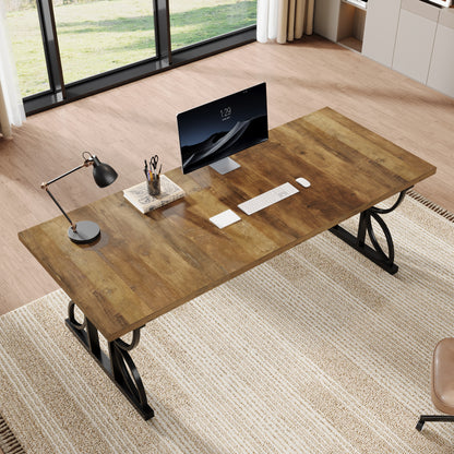 Bureau – Computertafel – Werktafel – Schrijftafel – Extra Lang Bureau – Robuuste Metalen Poten – 179,83 cm Breed – Industrieel Design