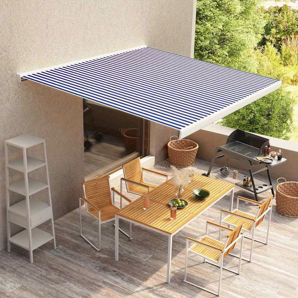 Schaduwdoek – Zonwering Doek – Luifel Zeil – Terraszeil – Markies Doek – Blauw Wit – 350x250 cm – Waterbestendig Canvas