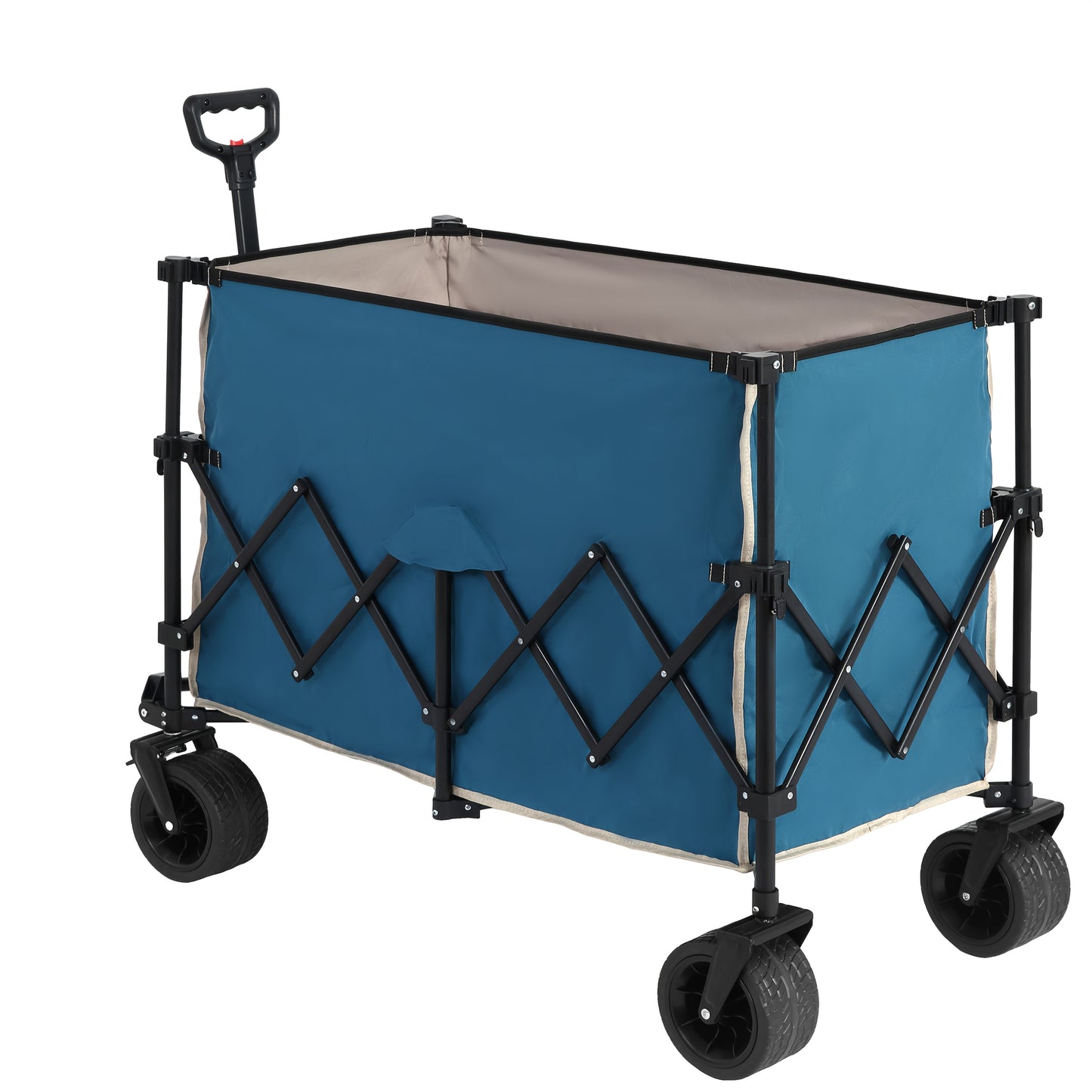 Strandkar – Bolderkar – Bolderwagen – Duwkar – Transportkar – Opvouwbaar – 300L Laadruimte – Extra Grote All-Terrain Wielen – Blauw