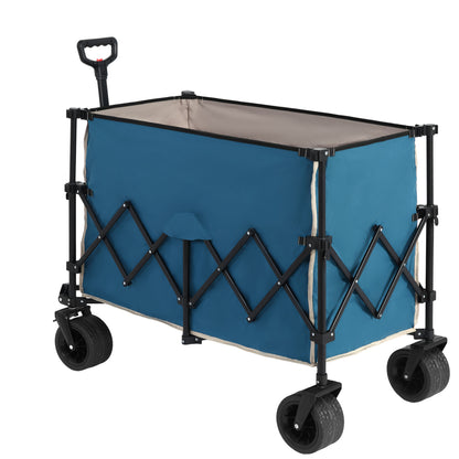 Strandkar – Bolderkar – Bolderwagen – Duwkar – Transportkar – Opvouwbaar – 300L Laadruimte – Extra Grote All-Terrain Wielen – Blauw