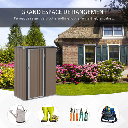 Tuinberging – Tuinhuis – Tuinopslag – Buitenopslag – Tuinkast – 1,2 m² Opbergruimte – Gesloten Met Slot – Bruin Stalen Paneel