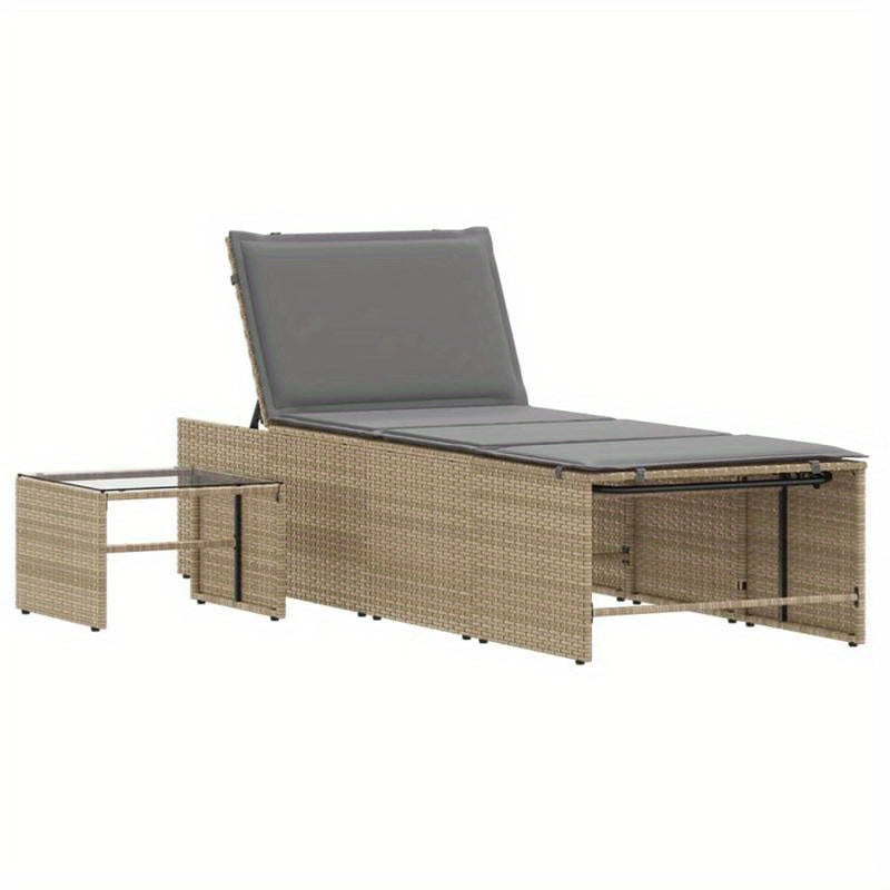 Loungestoel – Tuinstoel – Balkonstoel – Relaxstoel – Loungebank – Beige Poly Rattan – Ergonomisch Design – Weerbestendig