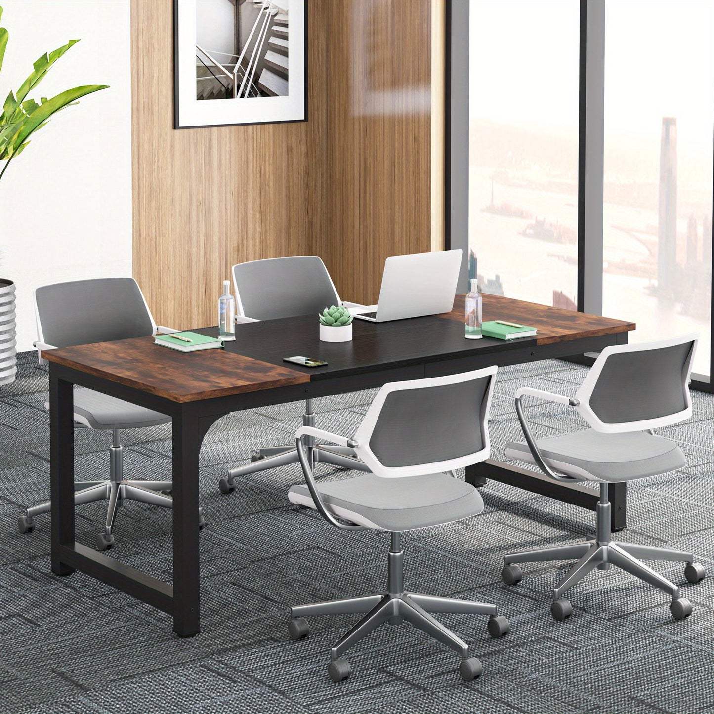 Extra Lang L-vormig Bureau – Hoekbureau – Werkplektafel – Computerbureau – Studiebureau – Ruim Werkblad 180 cm – Stabiele Metaal & Hout Constructie
