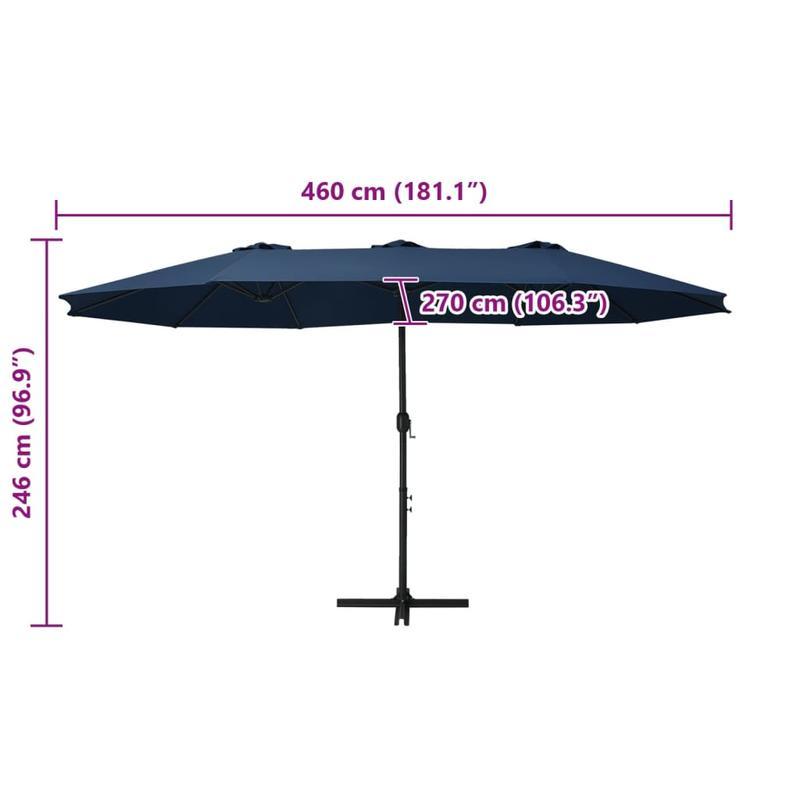 Adjustable Height Blue Parasol with Aluminum Pole - 460x270cm Portable Outdoor Sun Shade, Durable Polyester & Spandex Blend, Classic Rectangular Design for Patio, Garden, Poolside, Patio Shade, Garden Sun Protection, Sleek Pa