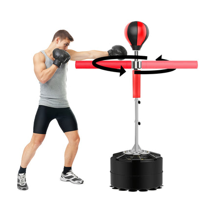 Bokszak Verstelbaar – Reflexzak – Punching Ball – Trainingszak – MMA Boksen – 360° Draaibare Arm – Verstelbare Hoogte 162-198 cm – Stevige Zuignapvoet