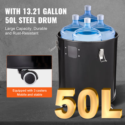 Stofafscheider – Cycloonfilter – Stofzuiger Voorafscheider – Stofvanger – Stofopvangtank – Transparant Ontwerp – 50L Metalen Tank